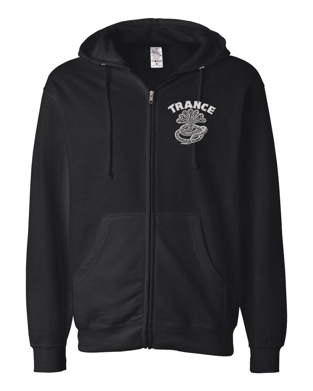 Trance Syndicate "Logo" Silver Ink Zip-Up Hooded Sweatshirt