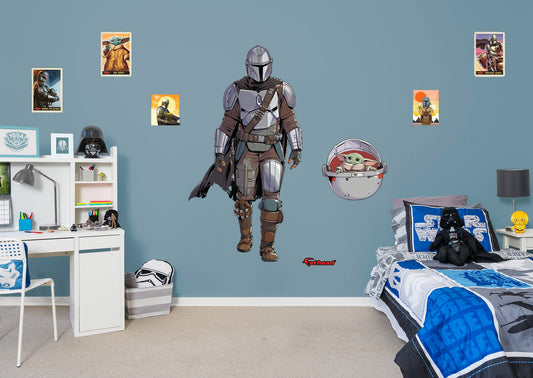 The Mandalorian with Child  - Officially Licensed Star Wars Removable Wall Decal