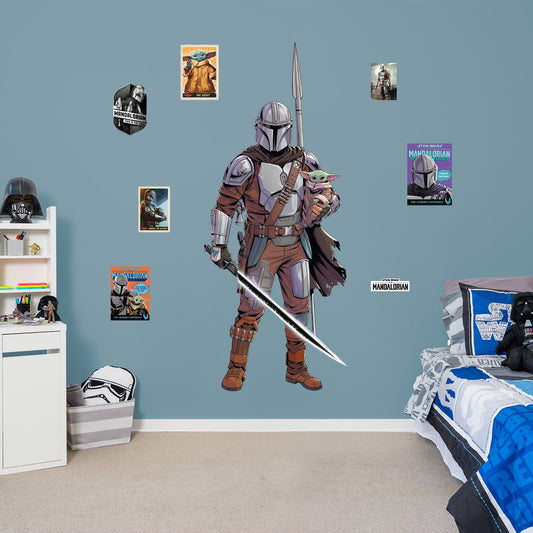 The Mandalorian: The Mandalorian & The Child Darksaber RealBig - Officially Licensed Star Wars Removable Adhesive Decal