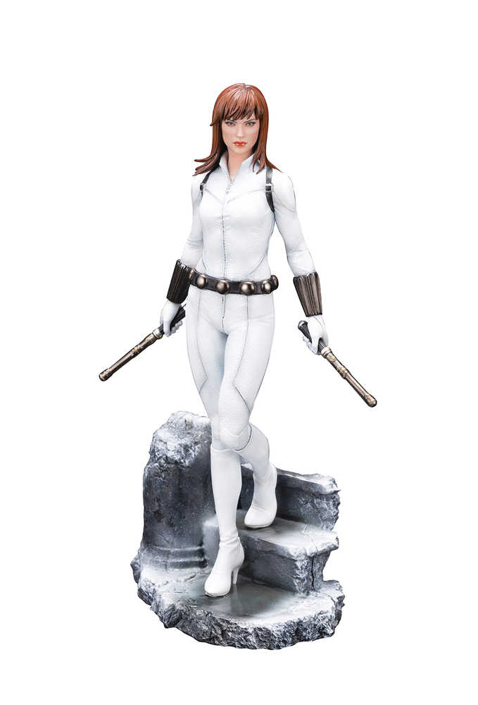 Marvel Univ Black Widow White Costume Previews Exclusive Artfx Premier